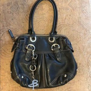 B.Makowsky Black Leather Shoulder Bag